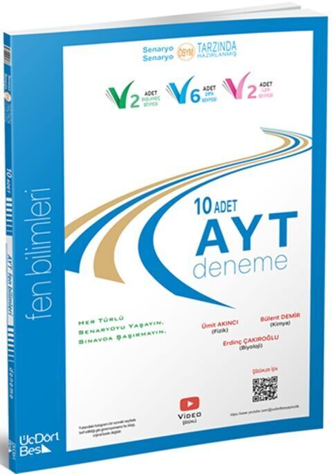 ÜçDörtBeş Yayınları AYT Fen Bilimleri 10 lu Deneme
