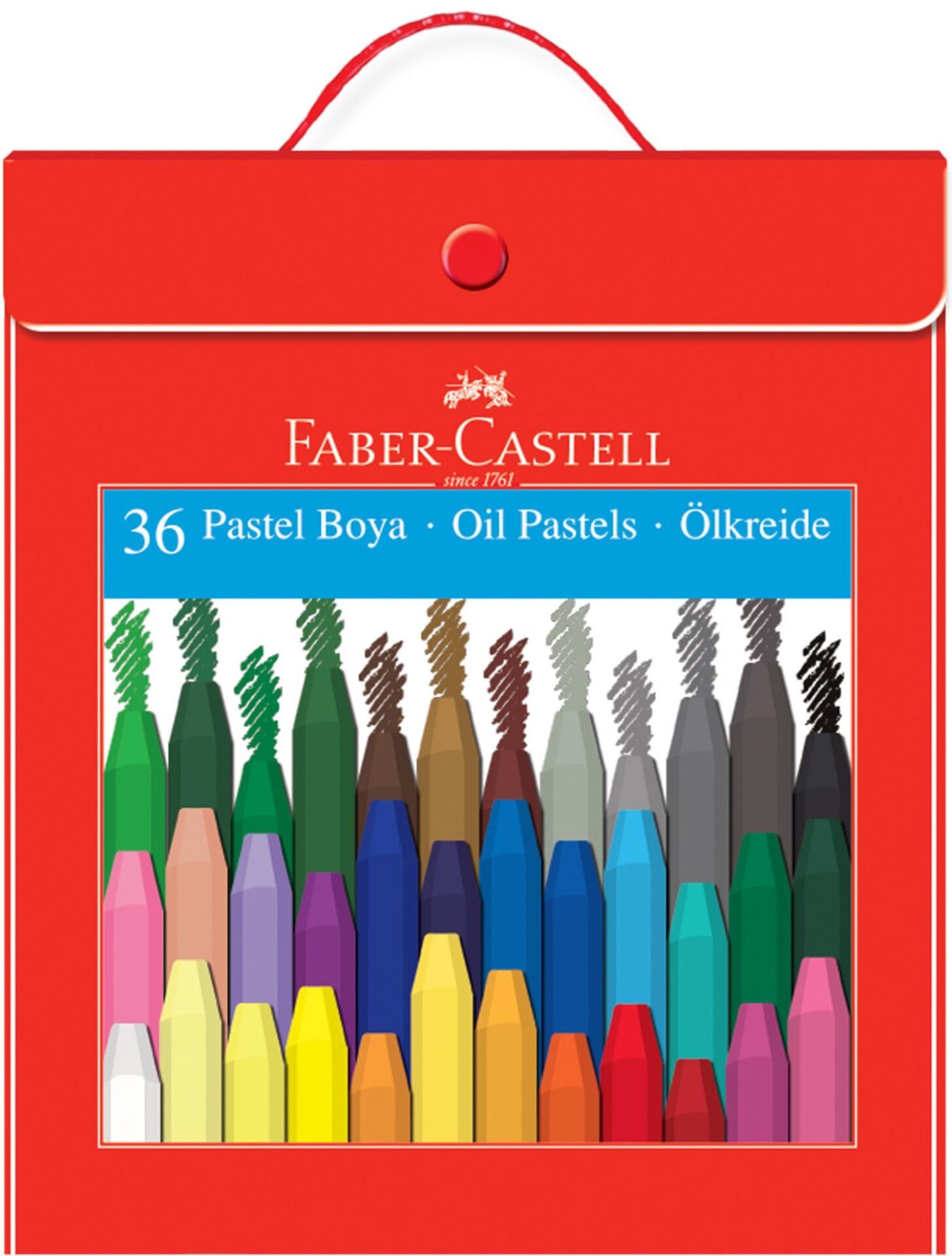 FABER PASTEL BOYA 36 RENK PLASTİK ÇANTALI TUTUCAKLI